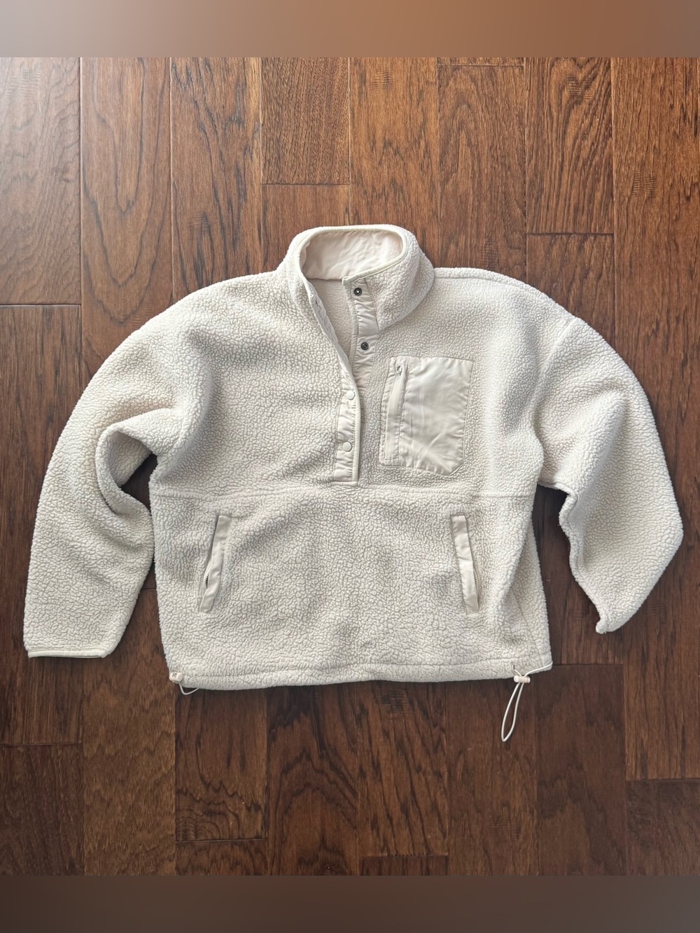 Wilo The label Ivory Sherpa Snap-Front Crewneck Pullover S